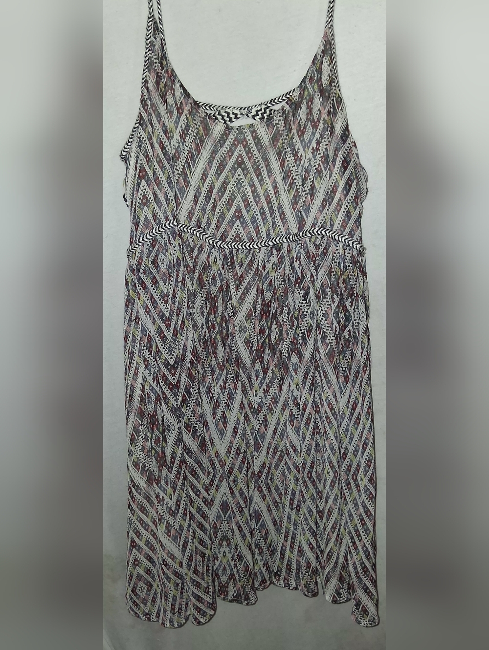 Free People MEDIUM Sleeveless flowy  Patterjed Mini Dress | Lined| boho